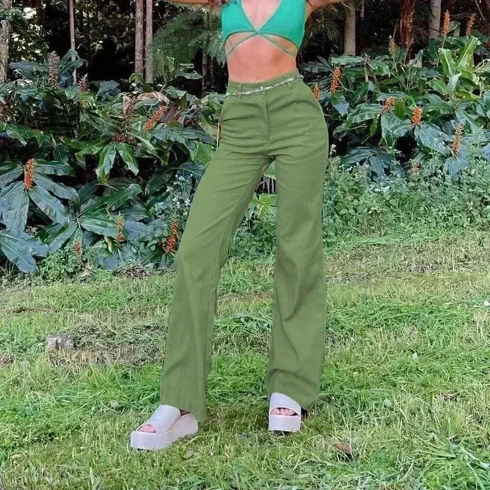 Princess Polly CARSON PANTS GREEN